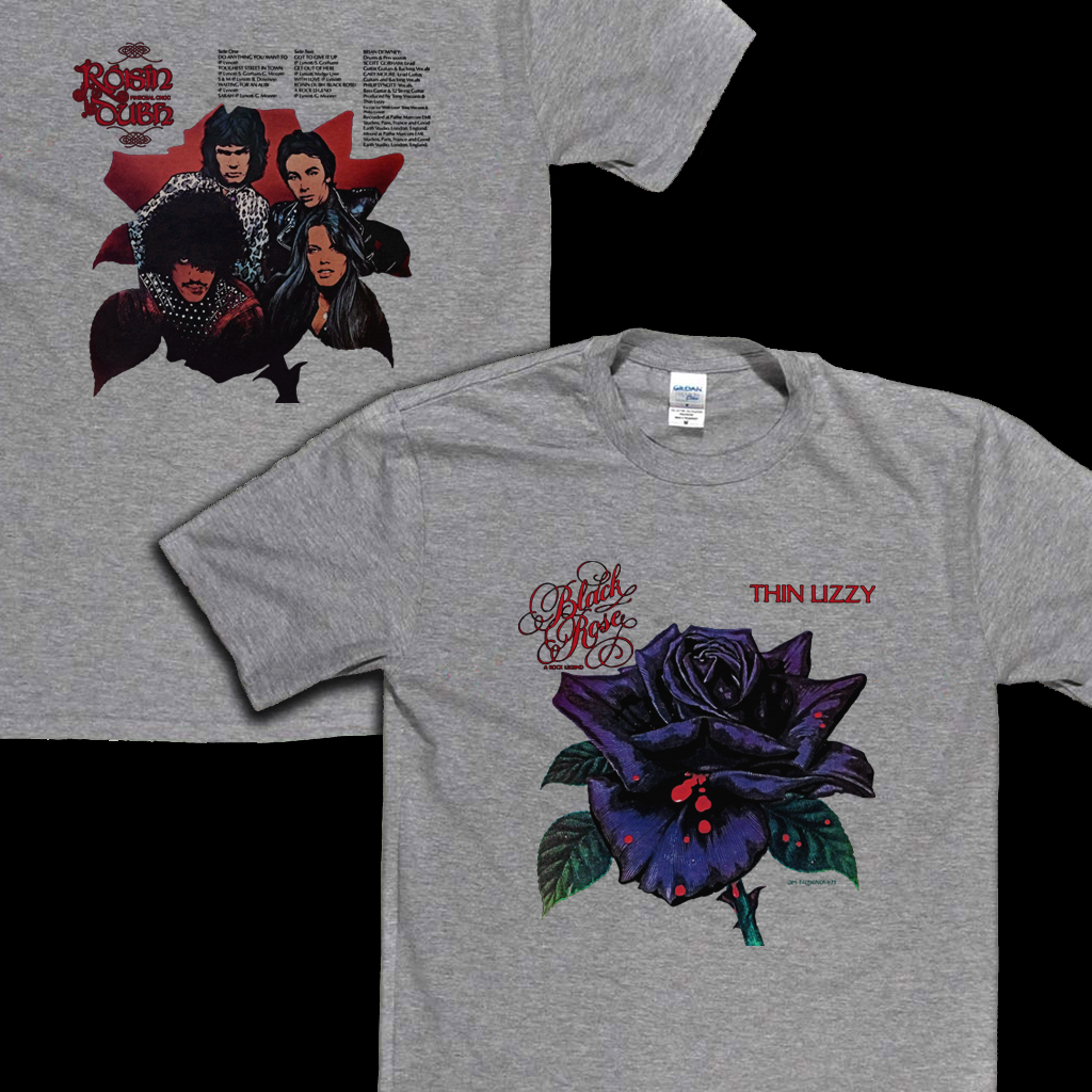 Thin Lizzy Black Rose Front And Back T-Shirt