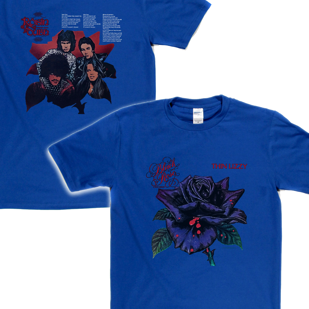 Thin Lizzy Black Rose Front And Back T-Shirt