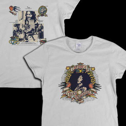 Rory Gallagher Tattoo Front and Back Womens T-Shirt