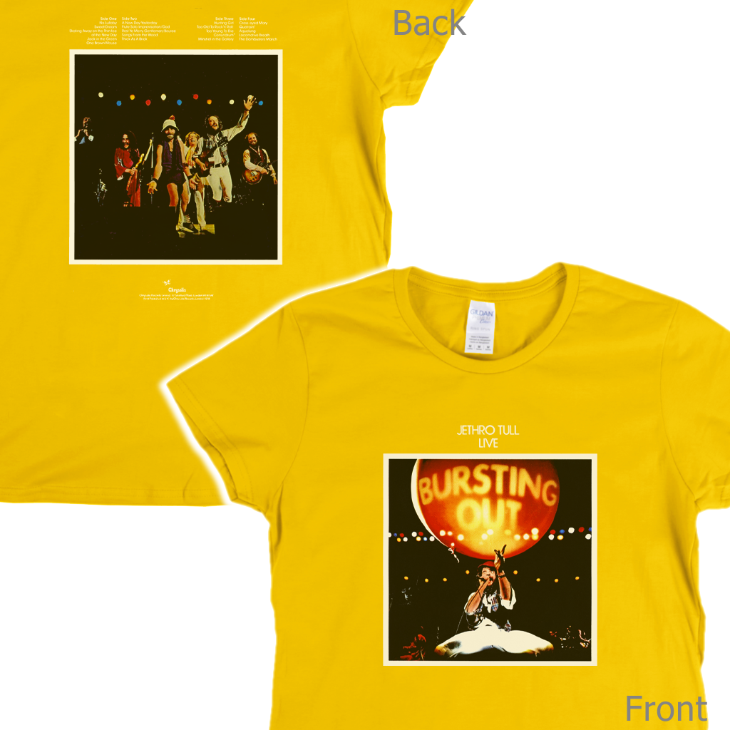 Jethro Tull Live Bursting Out Front And Back Womens T-Shirt