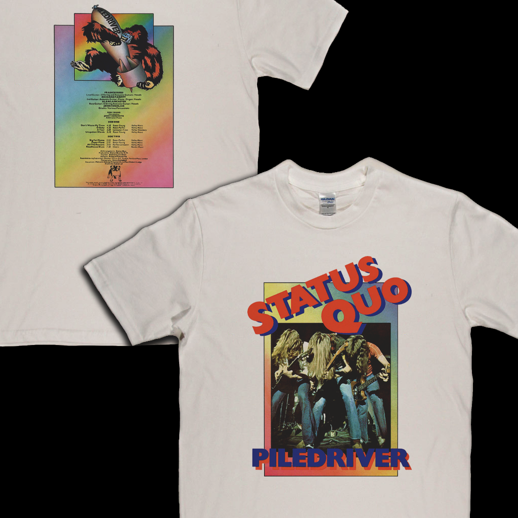 Status Quo Piledriver Front And Back T-Shirt