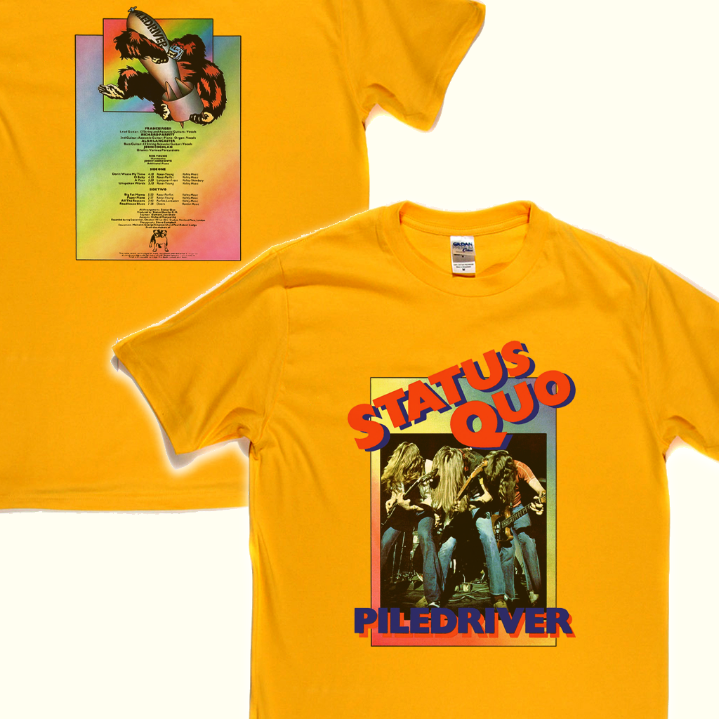 Status Quo Piledriver Front And Back T-Shirt